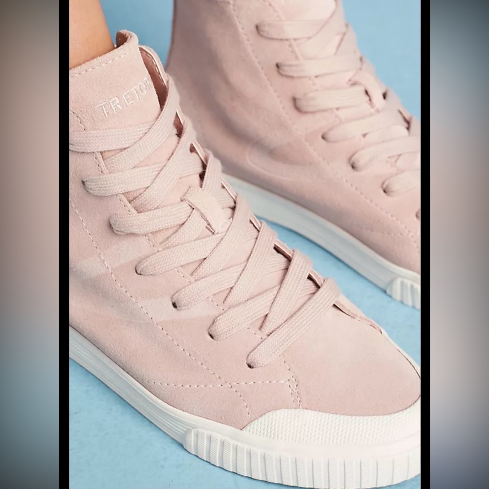 Tretorn Marley for Anthropologie Pink Suede High Top‎ Sneakers Sz 7.5